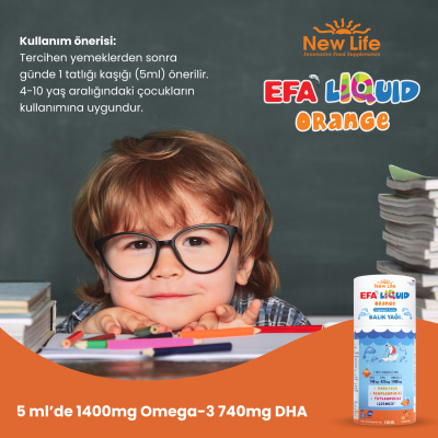 New Life Efa Liquid Portakal Aromalı Balık Yağı 150 ml - 4