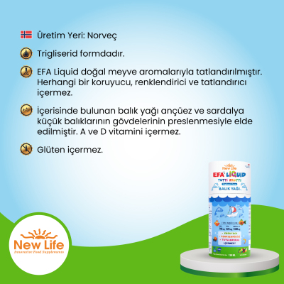 New Life EFA Liquid Tutti Frutti Balık Yağı Şurubu 150 ml - 12