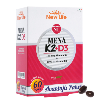 New Life Mena K2+D3 Takviye Edici Gıda 60 Kapsül - 1