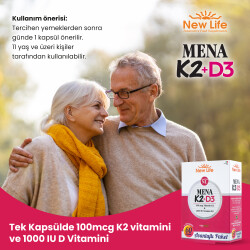 New Life Mena K2+D3 Takviye Edici Gıda 60 Kapsül - 5