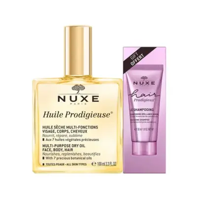 Nuxe Huile Prodigieuse Çok Amaçlı Kuru Yağ 100 ml + Hair Prodigieux High Shine Şampuan 30 ml - 1