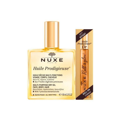 Nuxe Huile Prodigieuse Çok Amaçlı Kuru Yağ 100 ml + Işıltılı Roll-on Kuru Yağ 8 ml - 1