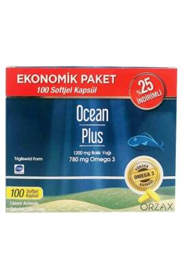 Orzax Ocean Plus Limon Aromalı Takviye Edici 100 Kapsül | Ekonomik Paket - 2