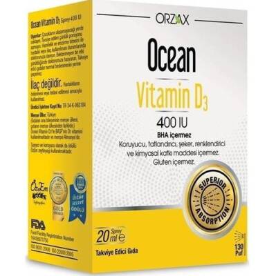 Orzax Ocean Vitamin D3 400 IU Sprey 20 ml - 2
