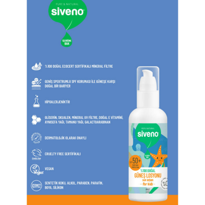 Siveno %100 Doğal Çocuklar Için Güneş Losyonu 100 ml - 4