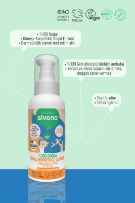 Siveno Doğal Tüm Aile için Güneş Losyonu Spf50+ 100 ml - 8