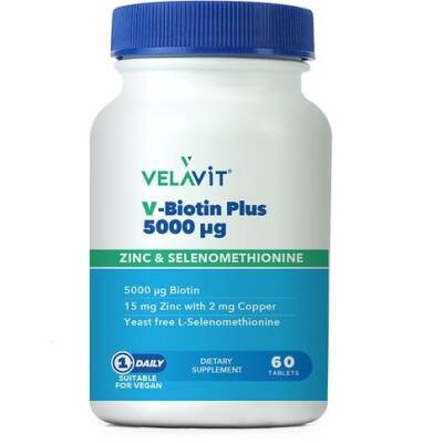 Velavit V-Biotin Plus 5000mcg Takviye Edici Gıda 60 Tablet - 2