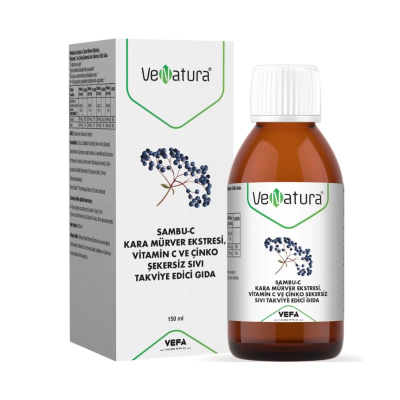 VeNatura Sambu-C Kara Mürver Ekstresi, Vitamin C ve Çinko Şekersiz Sıvı Takviye Edici Gıda 150 ml - 2