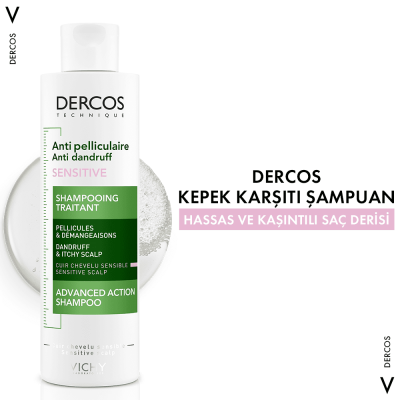 Vichy Dercos Sensitive 200 ml Hassas ve Kaşıntılı Saçlar için Kepek Karşıtı Şampuan - 3