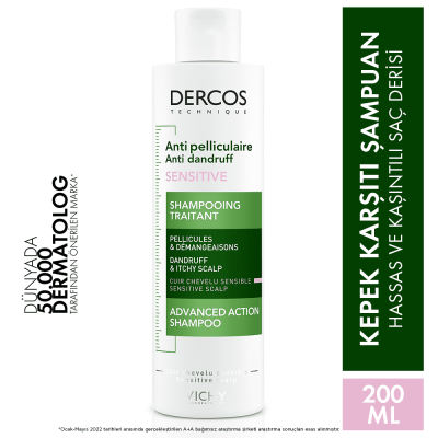Vichy Dercos Sensitive 200 ml Hassas ve Kaşıntılı Saçlar için Kepek Karşıtı Şampuan - 10