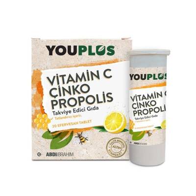 YouPlus Vitamin C Çinko Propolis 20 Efervesan Tablet - 2